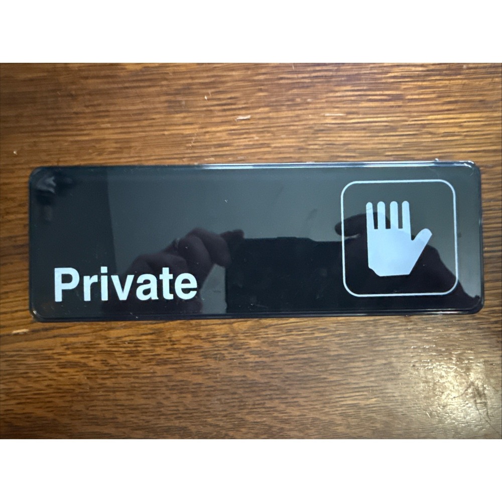 Alpine, 3" x 9" Plastic Symbol‎ Private Sign, Black/White